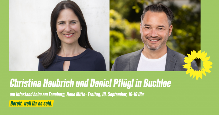 Infostand mit Christina Haubrich und Daniel Pflügl in Buchloe