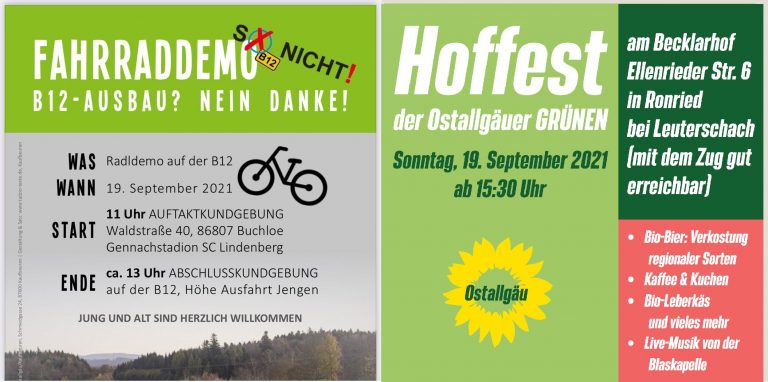 Sonntag: Radeln auf der B12 und Feiern am Becklarhof