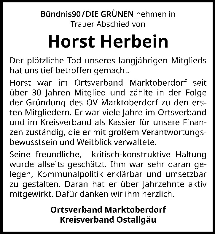 Wir trauern um Horst Herbein